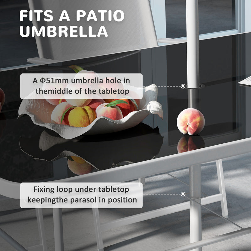 Grey 6 Seater Garden Dining Set With Table Chairs and Parasol by Outsunny