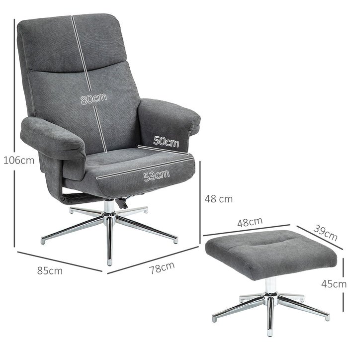 Recliner Chair With Ottoman for Home and Office, Dark Grey Velvet Feel by HOMCOM
