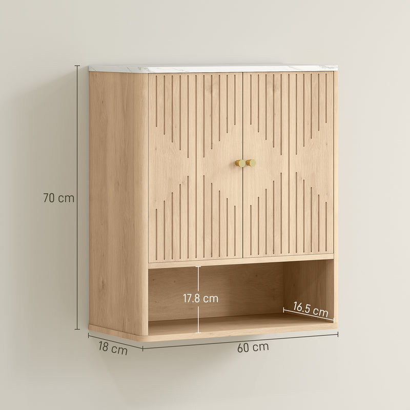 Wall Mounted Bathroom Cabinet with Adjustable Shelf for Extra Storage Space Oak