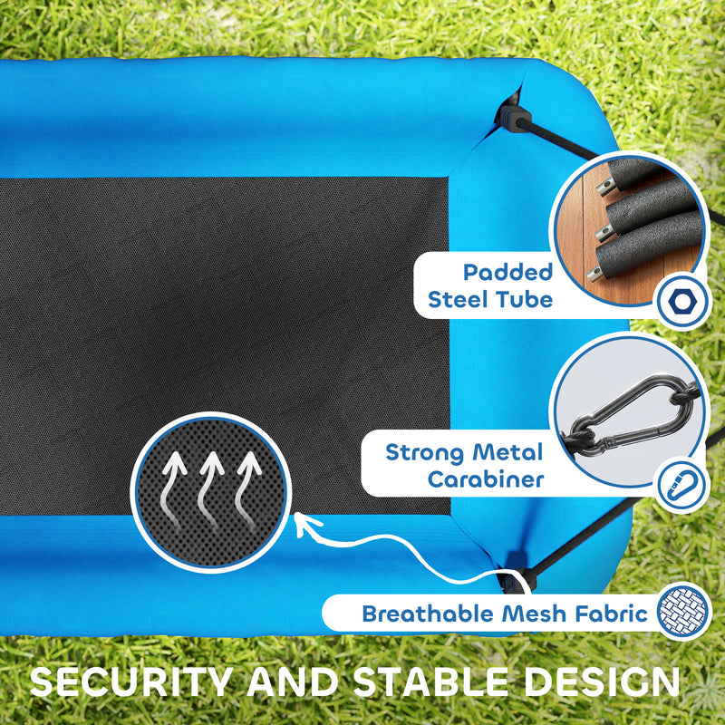 Kids Outdoor Nest Swing for Up to 4 Children Adjustable Height Waterproof Blue