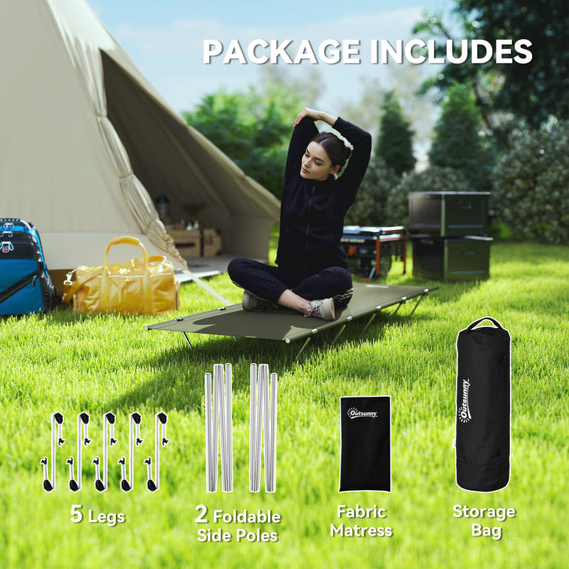 Camping Bed Foldable Off Ground for Comfortable Sleep with Carry Bag Dark Green