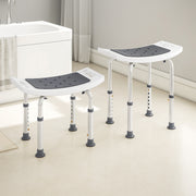 Height Adjustable Shower Stool With Padded Seat and Drainage Holes For Bathroom Use Grey