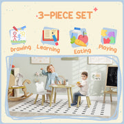 3 Piece Kids Activity Table Set with Mesh Storage and Bear Backrest by AIYAPLAY