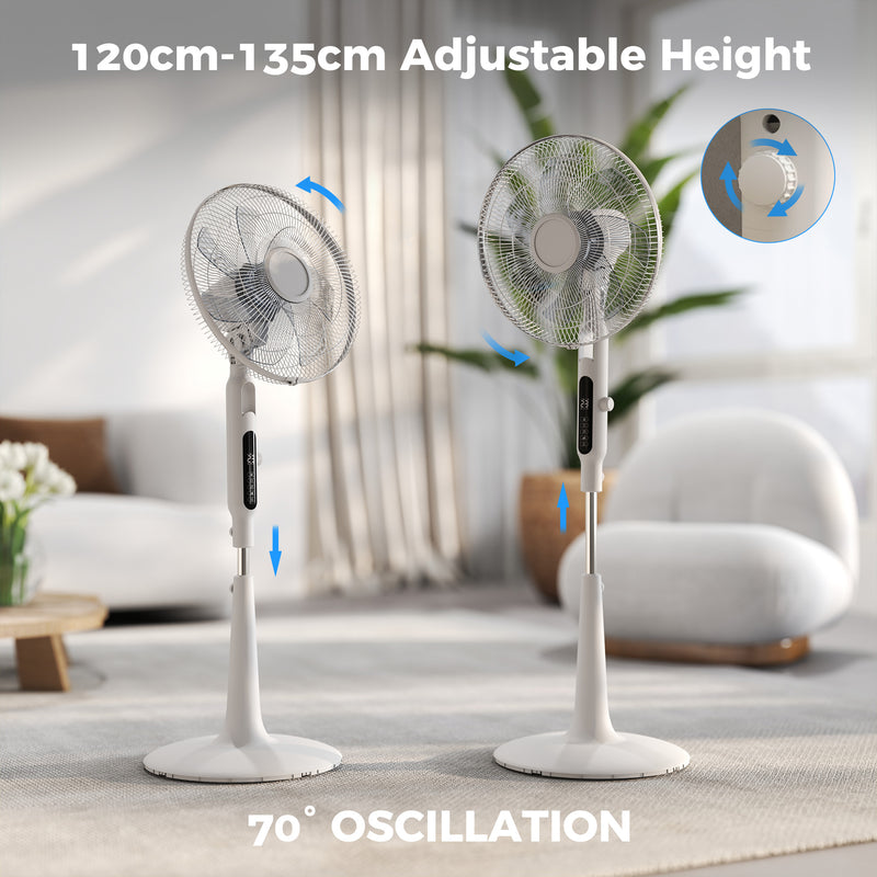 Pedestal Fan with Insect Repellent Slot and Quiet Cooling for Bedrooms and Living Rooms White AOSOM