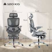 Ergonomic High Back Mesh Office Chair With Lumbar Support For Home Workspaces Grey AOSOM