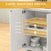 Modern Sideboard Cabinet with Drawers and Adjustable Shelves for Dining Room Storage White