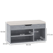 Grey Entryway Shoe Storage Bench With Padded Seat and Hidden Compartment by HOMCOM