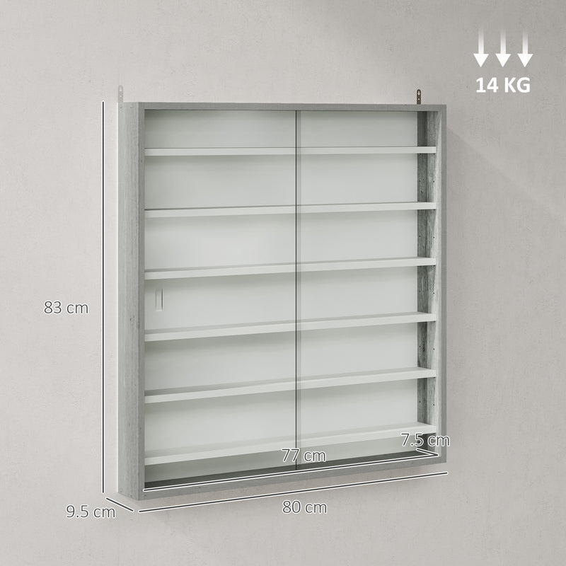 Graphite Wood Effect Display Cabinet with Glass Doors and Six Shelves