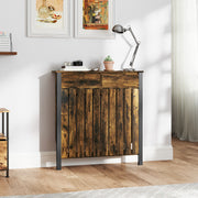 Rustic Wooden Radiator Cover with Black Metal Frame 93 x 88.5cm by HOMCOM