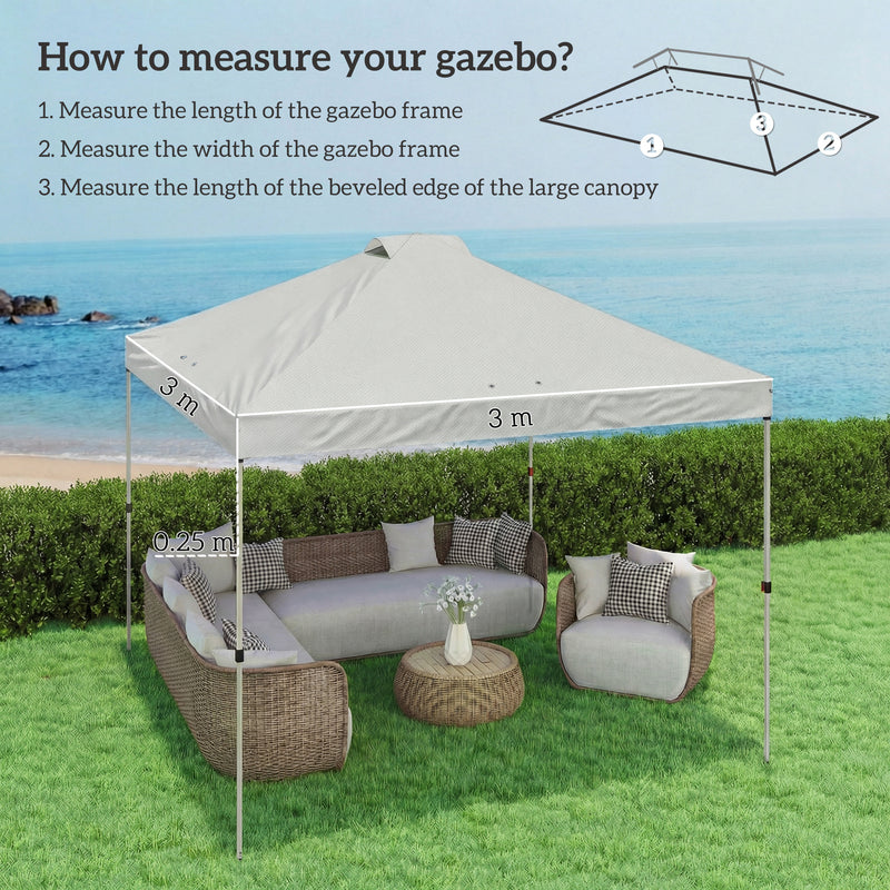 Gazebo Roof Replacement Waterproof Canopy for 3 x 3 m Frames UV Protection White Outsunny