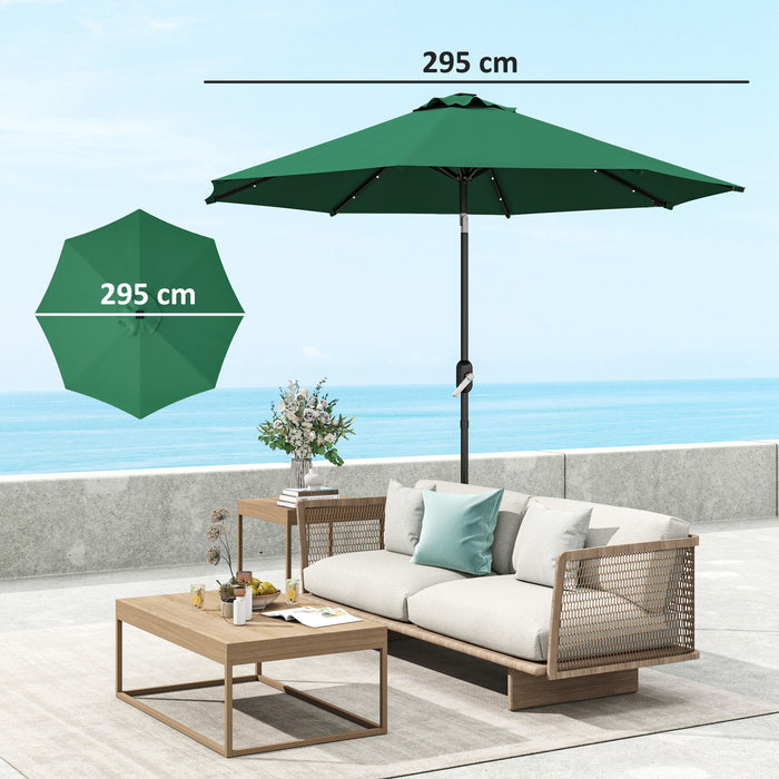 Green 3m Replacement Parasol Canopy UPF 50 Plus with Top Vent Fits 8 Rib Frames by Outsunny