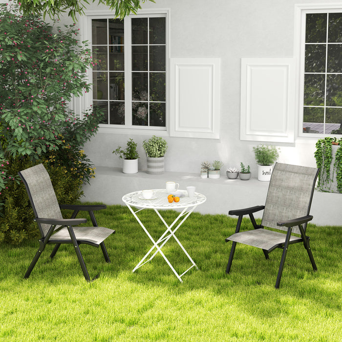 Set of Two Folding Outdoor Chairs Black and Grey Lightweight and Portable by Outsunny