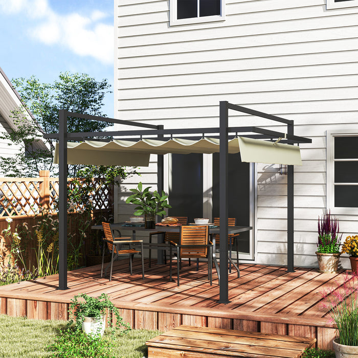 3m x 3m Aluminium Pergola with Retractable Canopy Roof by Outsunny