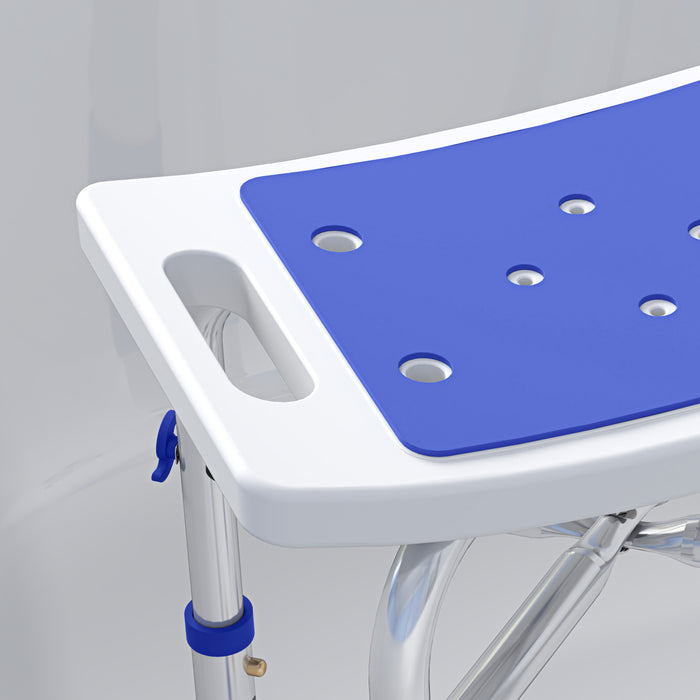 White Adjustable Aluminium Shower and Bath Stool 44-51.5 cm by HOMCOM