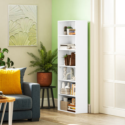 White 6 Shelf Wooden Bookcase Storage Unit for Home or Office Use