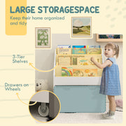 Kids Bookcase with Shelves and Drawer for Bedroom or Playroom Storage White AOSOM