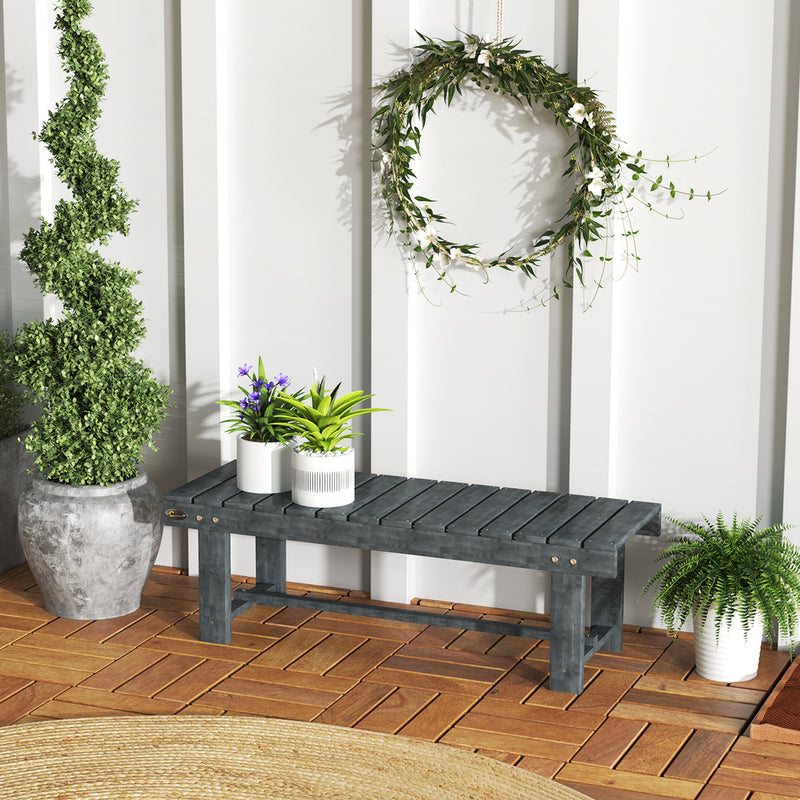 2 Seater Wooden Garden Bench With Slatted Backrest For Outdoor Relaxing, Grey AOSOM