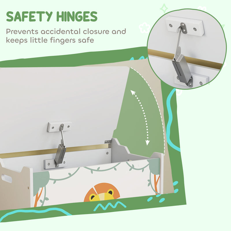 Kids Toy Storage Box With Lid and Safety Hinges Ideal for Bedroom or Playroom Green  60x37x39 cm