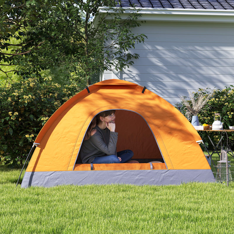 2 Person Camping Tent with Quick Setup and Mesh Windows for Fresh Air Orange