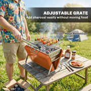 Portable Charcoal BBQ Grill for Easy Outdoor Cooking and Picnics Orange Outsunny