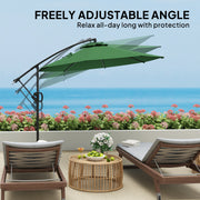 Green 3m Cantilever Garden Parasol with Cover Wind Strap and Tilt by Outsunny