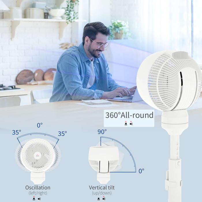 White 9 Inch Air Circulator Fan With 3 Speeds Remote Control and Adjustable Height by HOMCOM