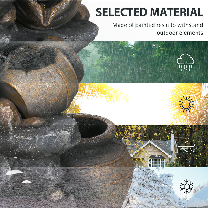 Solar Powered 4 Tier Garden Water Fountain With LED Lights For Indoor Or Outdoor Use