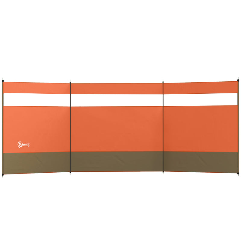 Beach Windbreaker with Clear Top Panel for Quick Shelter from Wind and Sand Orange Khaki