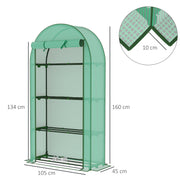 4 Tier Mini Greenhouse with PE Cover and Roll-Up Door Portable 105 x 45 x 160cm Green by Outsunny