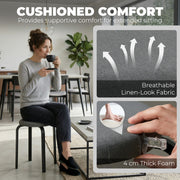 Stackable Stools Set of 4 for Extra Seating with Padded Cushions No Assembly Dark Grey Homcom