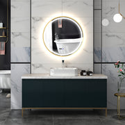 80cm Gold Tone LED Bathroom Mirror With Anti-Fog Function by HOMCOM