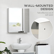 Wall Mounted Bathroom Mirror Cabinet With Storage Shelves And Hinged Door White