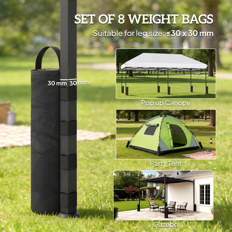 Gazebo and Tent Sandbag Weights Set of 8 for Secure Outdoor Shelters Black