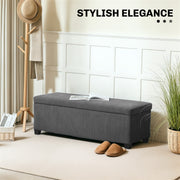 Grey Corduroy Storage Ottoman Bench 112cm With Removable Lid and Legs for Living Room by HOMCOM