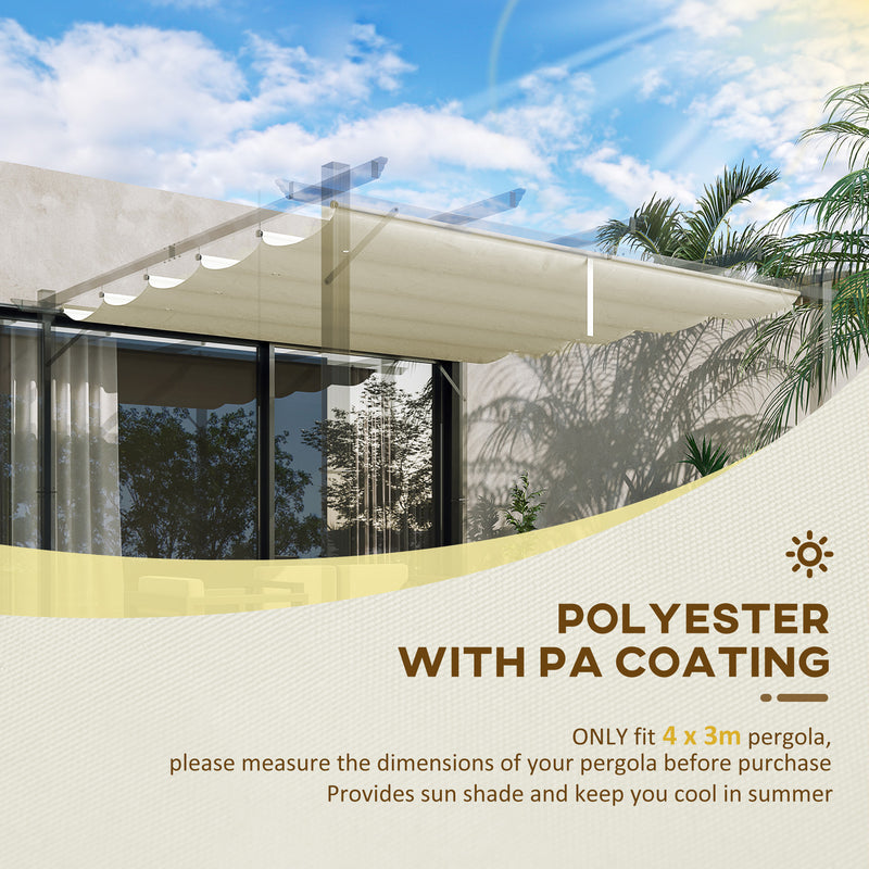 Retractable Pergola Shade Cover 3x3m Replacement Canopy Fabric Cream White by Outsunny