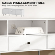 White Minimal TV Stand with Multi Storage Shelves for Living Room