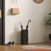 Black Metal Umbrella Stand with Drip Tray and Hooks for Hallway and Entryway by HOMCOM