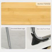 Portable Bamboo Picnic Table with Wine and Glass Holders for Outdoor Use, Natural AOSOM