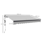 Light Grey 3.5 x 3m Electric Retractable Awning with Remote Control UV30+ Sun Shade by Outsunny
