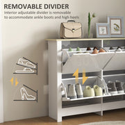 Shoe Cabinet for Hallway Storage Holds 16 Pairs Slim Design for Small Spaces White AOSOM