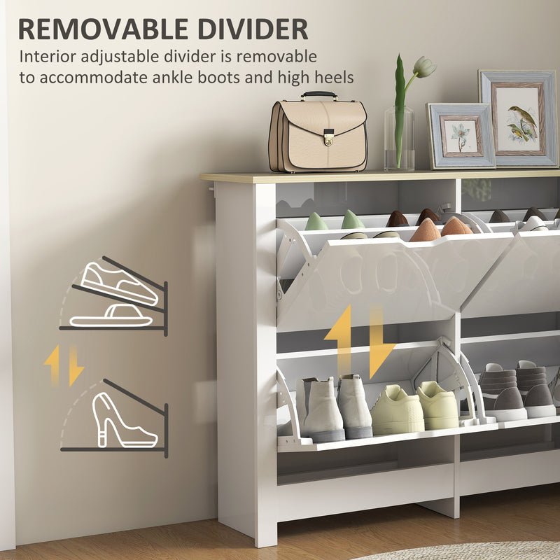Shoe Cabinet for Hallway Storage Holds 16 Pairs Slim Design for Small Spaces White AOSOM
