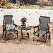 Three Piece Garden Table and Chair Set Black Weather Resistant by Outsunny
