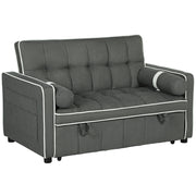 Charcoal Grey 2 Seater Linen Look Sofa Bed Space Saving Design by HOMCOM