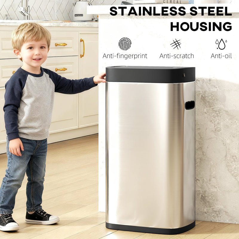 50L Grey Automatic Sensor Bin with Manual Override Ideal for Kitchen or Bedroom