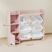 Kids Toy Storage Unit with 8 Removable Bins and Shelves Ideal for Bedroom or Playroom Pink