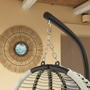 Dark Grey Outdoor Swing Chair with Cushion and Metal Stand Foldable Hanging Seat by Outsunny