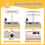 Wooden Kids Sandbox with Canopy and Play Kitchen for Outdoor Fun Ages 3 to 7 Brown