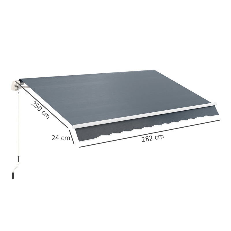 Grey Awning Replacement Canopy Water Resistant UPF 50 Plus Sun Shade Cover for 3 x 2.5m by Outsunny