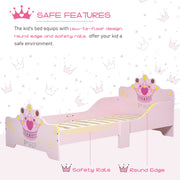 Pink Toddler Princess Bed with Safety Rails and Slats for Girls Aged 3 to 6 Years