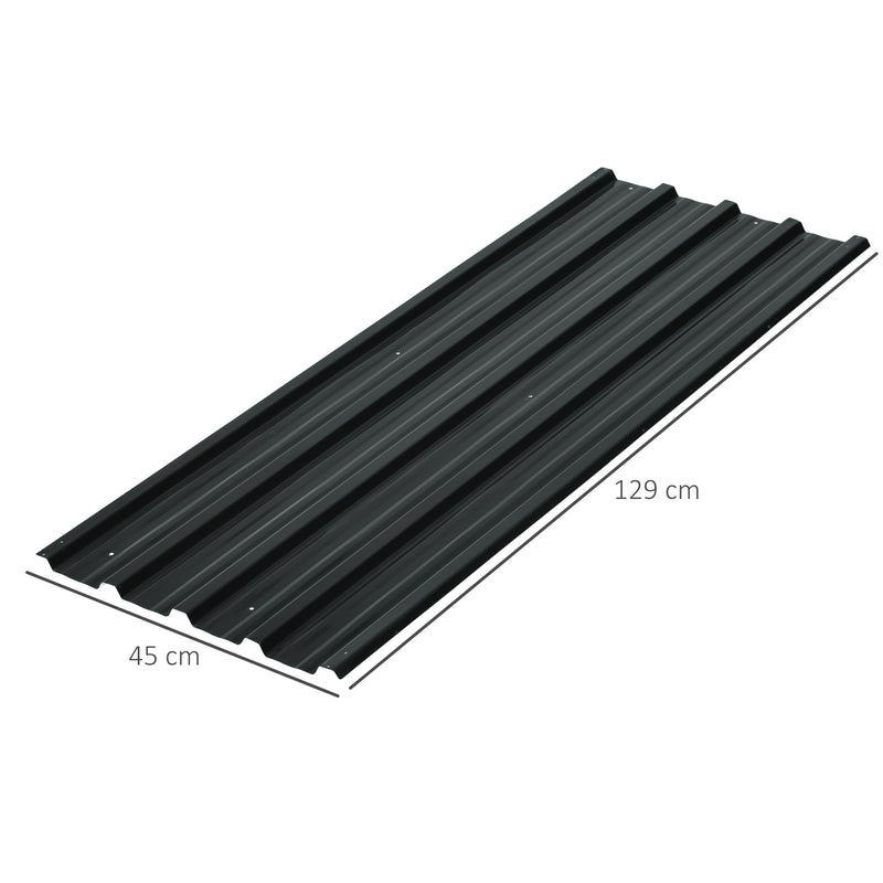 Set of 12 Corrugated Steel Roof Panels for Sheds and Garages Durable Design Dark Grey AOSOM